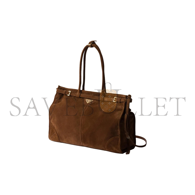 Pra*a bonnie large suede handbag 1ba439 (42*30*12cm)